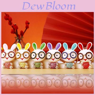 Adorable Pink Rabbit Glasses Keychain Sparkling Metal Keyring Perfect Gift For All Occasions