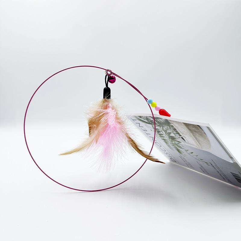 New steel wire teasing stick New cat toy  feather cute teasing stick Teasing cat bell toy pet supplies