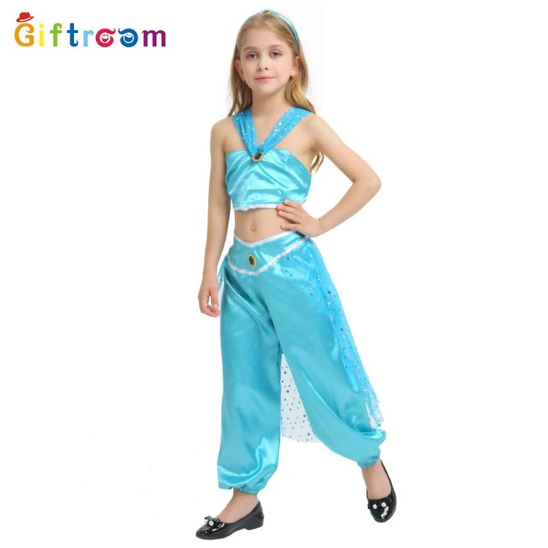 Children's day makeup stage performance costumes girls princess jasmine dress search banner set princess jasmine children's clothing