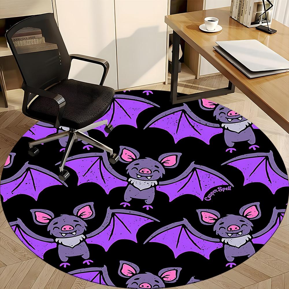 1pc Bat Halloween Office Round Area Rug,  Mat Suitable ForOffice, Under Office Chairs Bedroom Living Room Home Decor, Room Deco