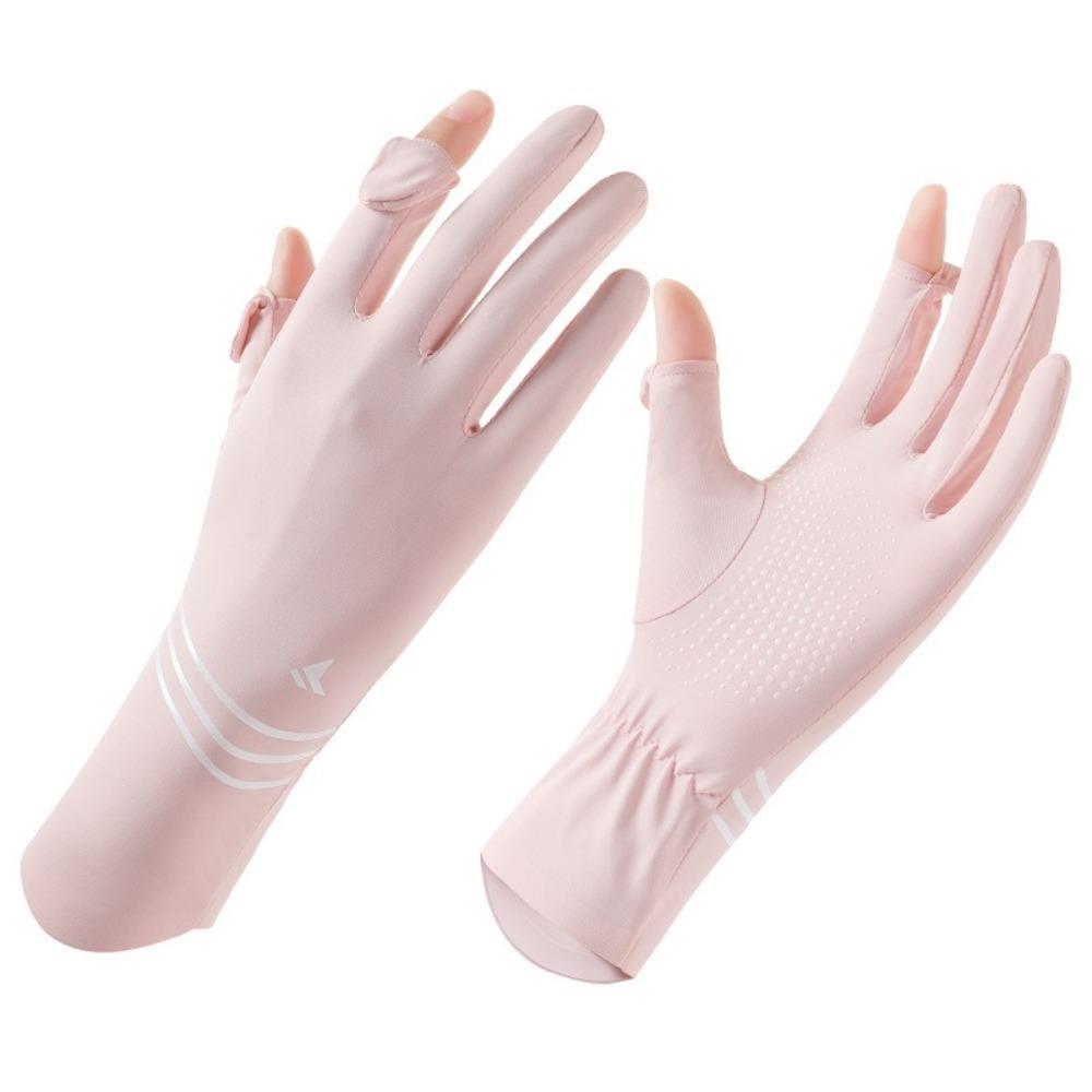 

Перчатки Ice Silk с защитой от ультрафиолета, высокоэластичные водительские варежки, новые солнцезащитные перчатки для езды на велосипеде розовый