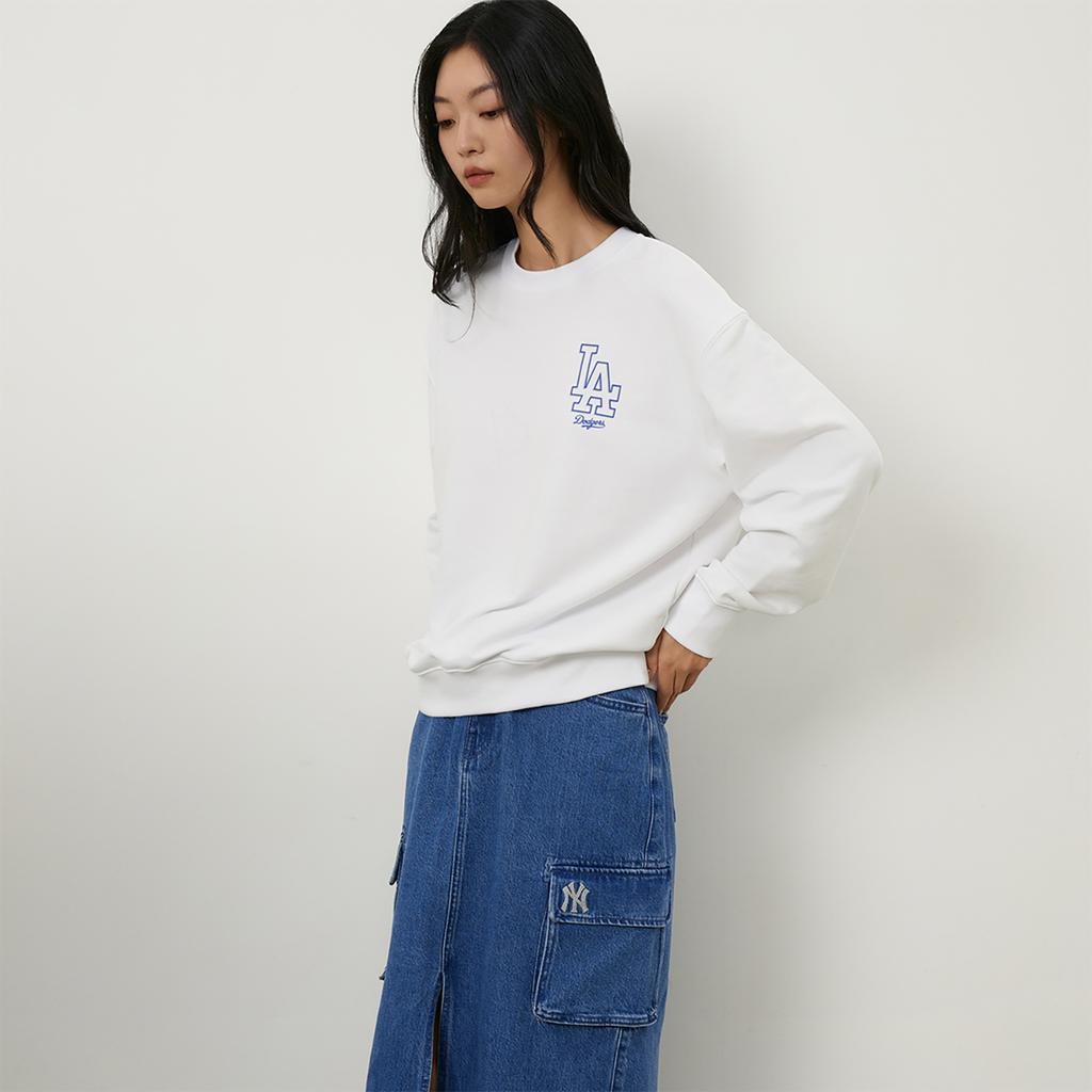 New MLB Los Angeles Dodgers Basic Collection 24FW American Sweatshirt Unisex Ecru 3AMTB9744-07WHS