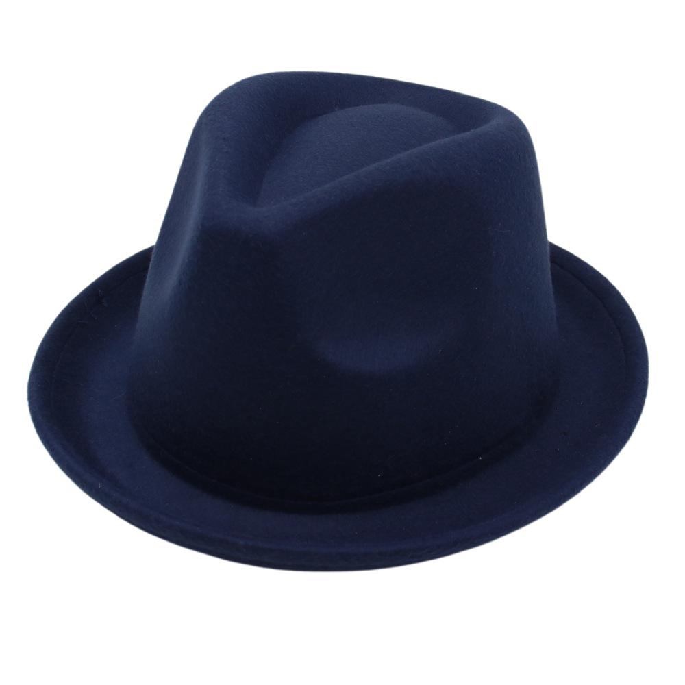 Шляпа из искусственного войлока, шляпа-котелок с загнутыми короткими полями, повседневная, для мужчин и женщин, британская, с персиковым сердцем, джазовая шляпа M adult one size fits all (56-58cm) тёмно-синий