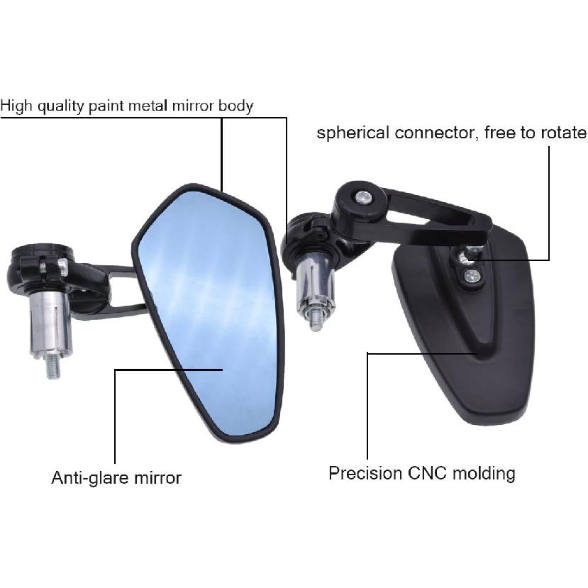 

KATUR 7/8Inch 22mm Motorcycle Handlebar End Mirrors Oval CNC Billet Aluminum Bluish Anti-Glare Motorbike Side Rearview Mirrors Compatible with Harley