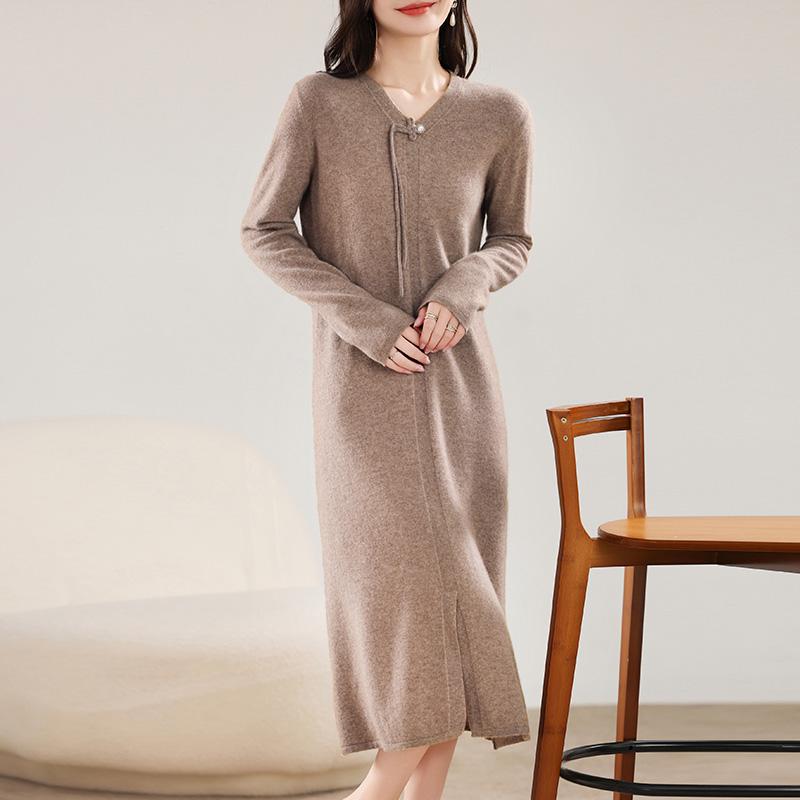 Women's Cashmere Dress Qinghe Cashmere 30% Cashmere 70% Wool Autumn and Winter Cashmere Skirt Soft and Warm