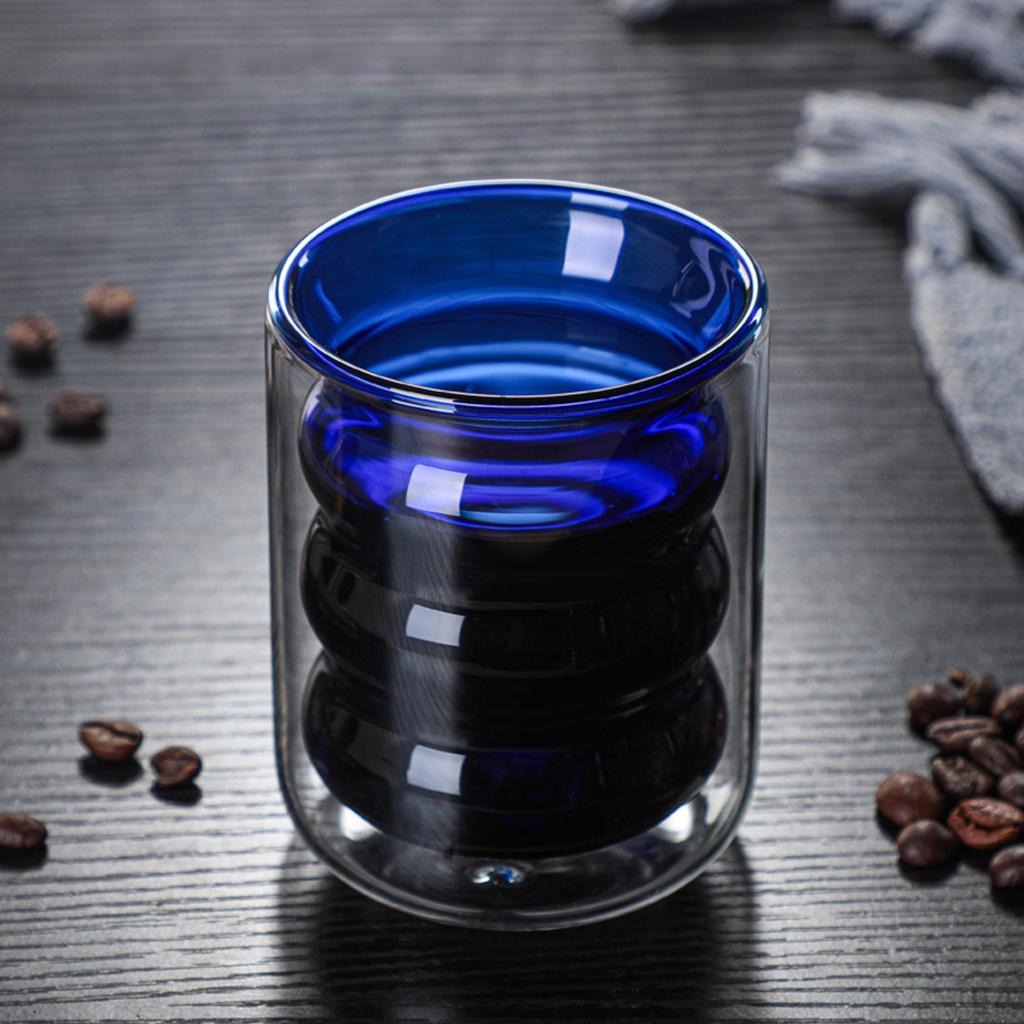 Glass Cup Drinking Round Mouth 200 ml Milk Mug Double Walled Coffee Drinkware for