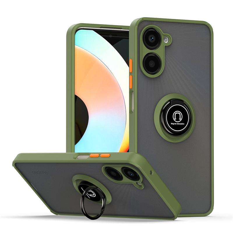Shockproof Magnetic Matte Case For Realme 11 10 Pro Plus 9 8 7 Pro 5G 9i 8i C35 C33 C31 C30 C21Y C55 C53 Ring Stand Phone Cover