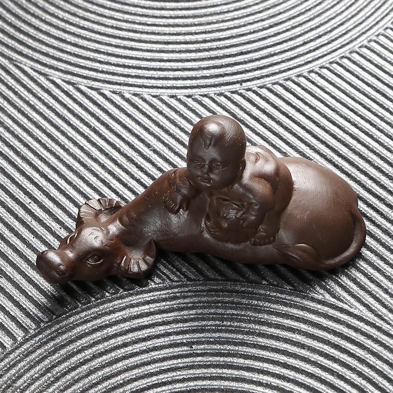 Chinese Tea Pet Kung Fu Tea Accessories Purple Clay Buffalo Lucky Decoration Handicraft Creative Hand Gift Tea Set Animal Mode