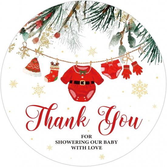 Whaline 100Pcs Baby Shower Clothes Thank You Stickers 2 Inch Cute Blue Clothes Round Adhesive Label Decals for Boy Birthday Party Decorations