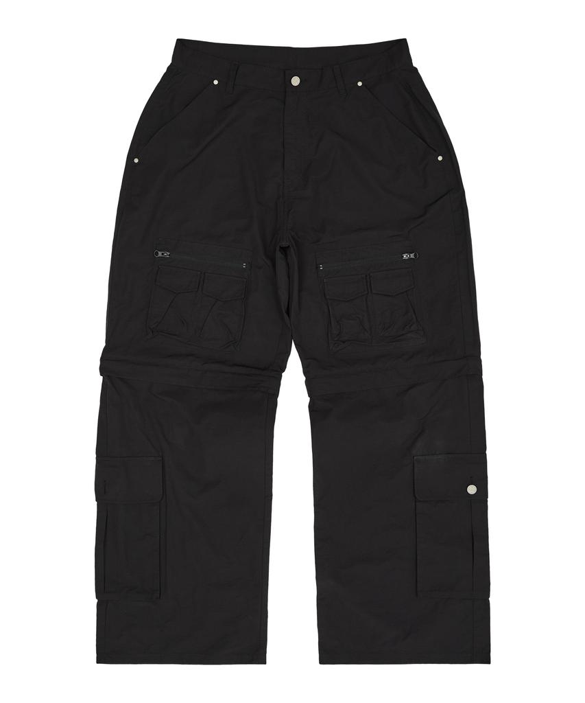 HOODHOOD Multi-Pocket Utility Detachable Pants Black