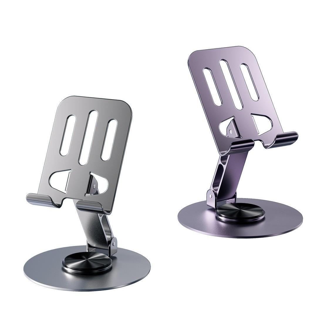 360° Rotating All-Metal Phone & Tablet Stand for Live Streaming and Viewing Gray - Metal 360° Rotation