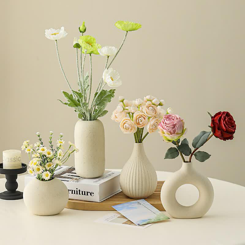 Tengyu Ceramic Vase & Artificial Flower 3-Piece Set