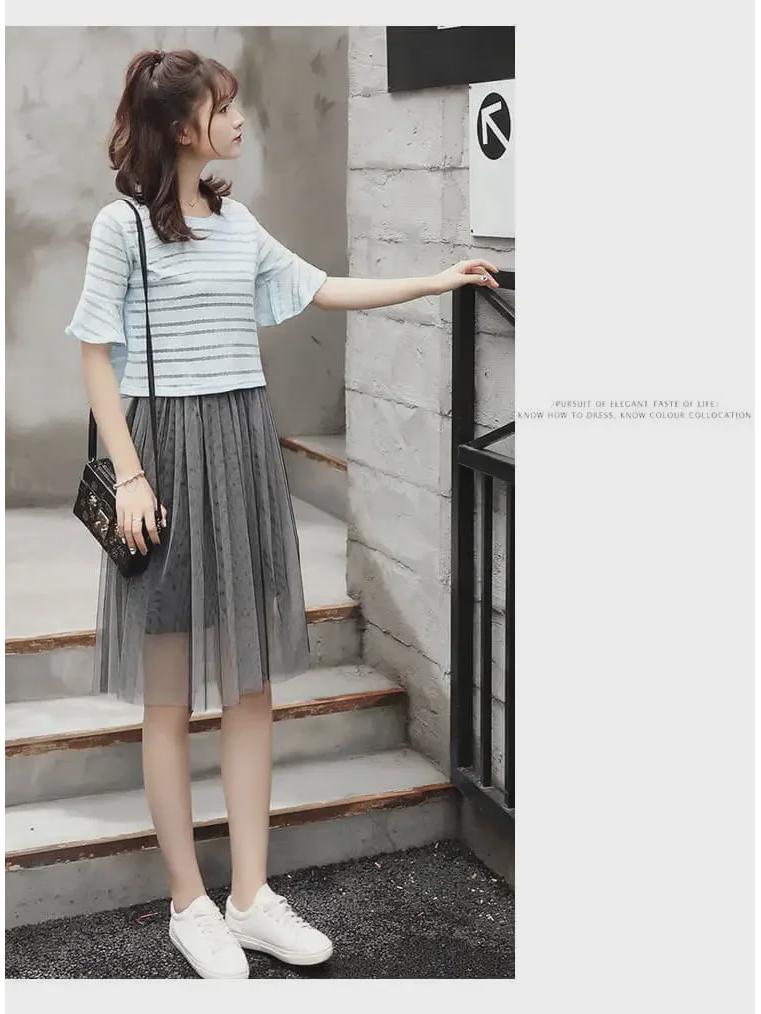 Summer 2023 Plus Size Mesh Suspender Skirt Set for Women - Waist Slimming, Two-Piece Dress