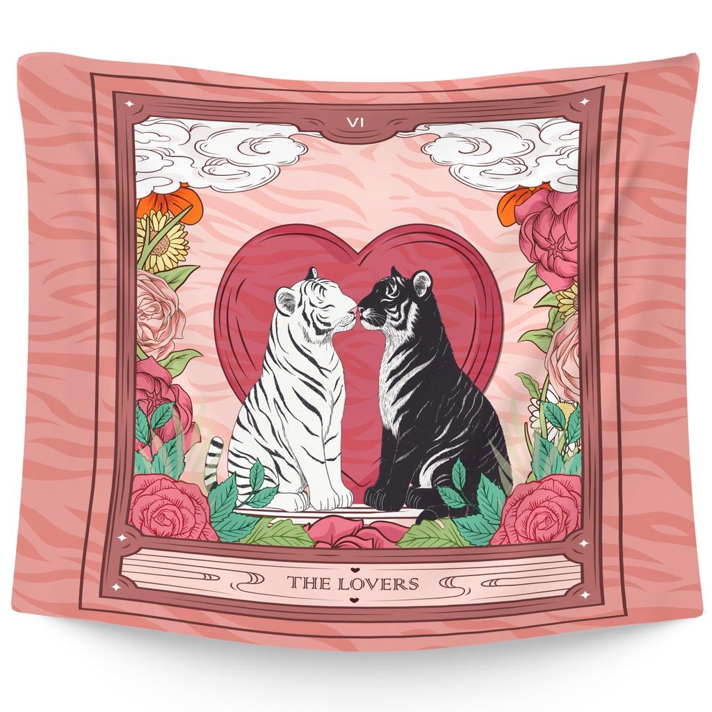 Black Cat Tapestry Wall Hanging for Bedroom Cat Lovers, Cute Tarot Preppy Coquette Wall Hanging Room Decor Tapestry for Teen