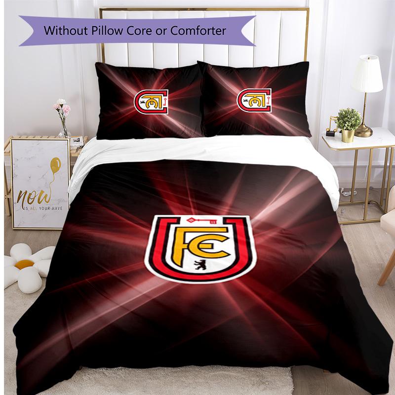Set Lenzuola 3 Pezzi Stampato Union Berlin FC Traspirante Copripiumino con Federe Biancheria da Letto Decorativa per Camera da Letto Casa
