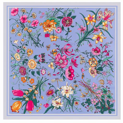 130cm*130cm High Quality Luxury Brand Large Square Scarves Twill Shawls Hanako Flower Print Silk Scarf For Women Headband