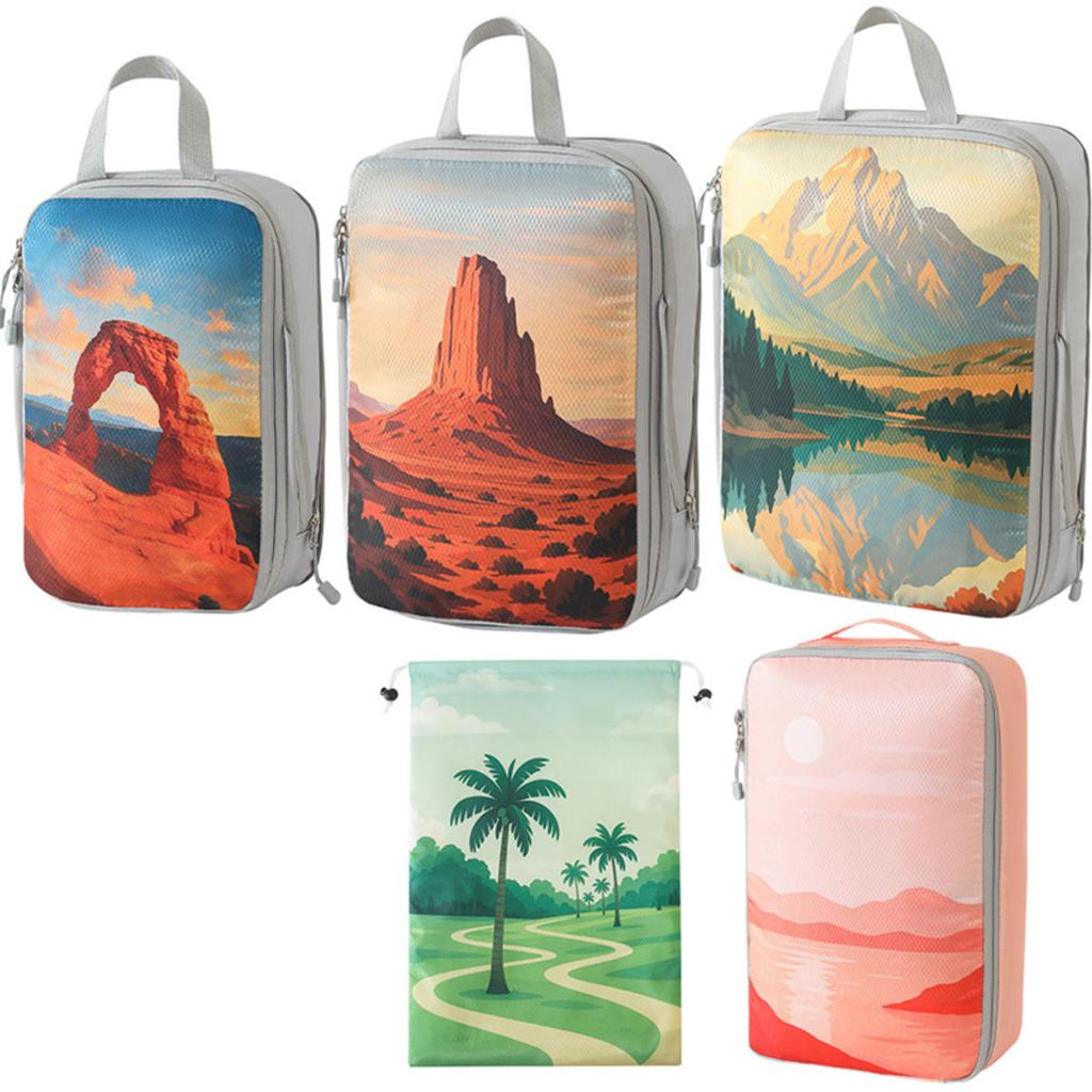 5Pcs/Set Travel Organizer Set Zipper Storage Bag Large Capacity Bag Compressible Underwear Suitcase Luggage Packing Cubes