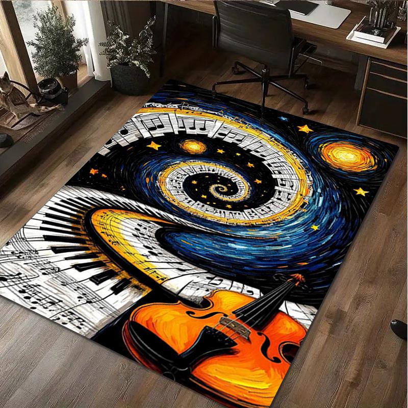 1Pc Guitar Print Rug - home decoration Carpet For Living Room Bedroom Flooring Computer Chair Area Rug
