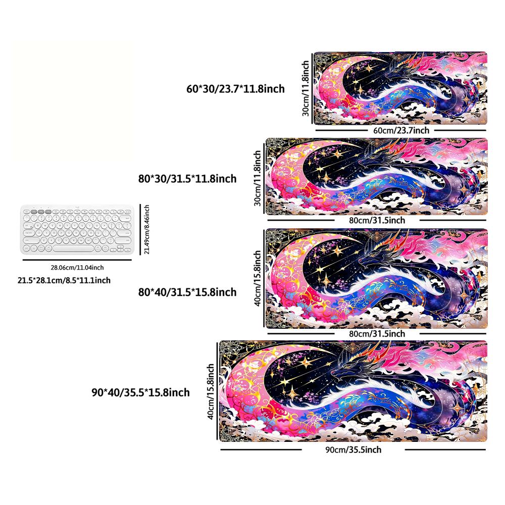 Starry Moon Dragon Mouse Pad Fantasy Non‑slip Mat Large Pc Gamer Keyboard Deskmat Gaming Accessories Computer Mousepad XXL