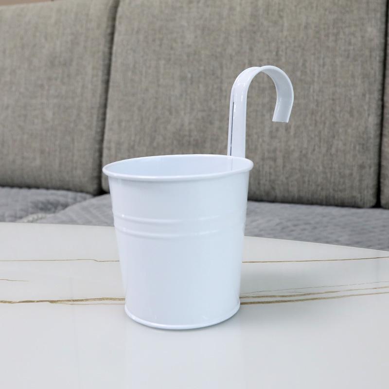 Black/white, Hanging, Wrought Iron Flower Pot, Hanging Pot, Detachable, Hanging Bucket, Succulent Green Plant, Balcony Fence Flower Pot