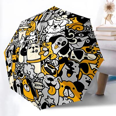 1pc Doodle Dogs Automatic Open/Close Umbrella Compact Folding Umbrella, All-Season Portable Umbrella for Women/Men F1124123