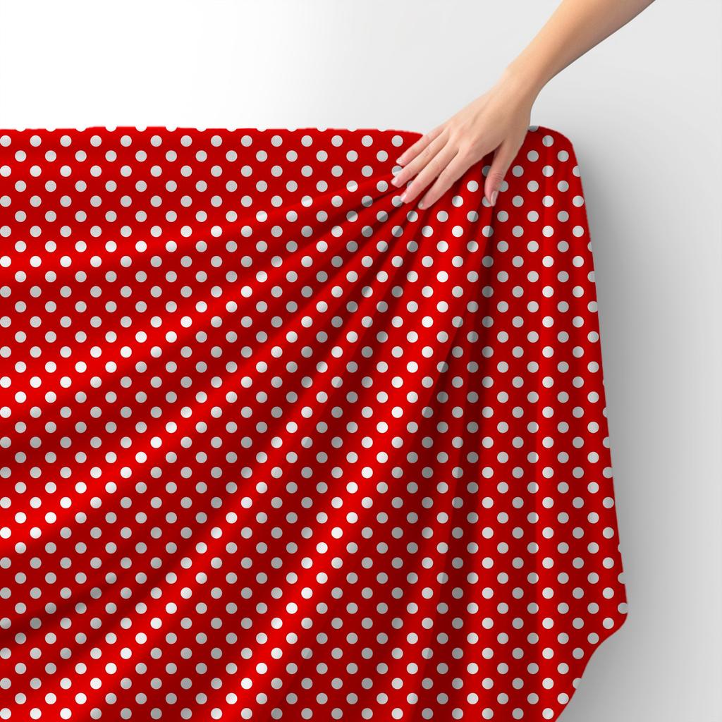 Royal Velvet Fabric Polyester For Sewing - Pattern White Dots On Red