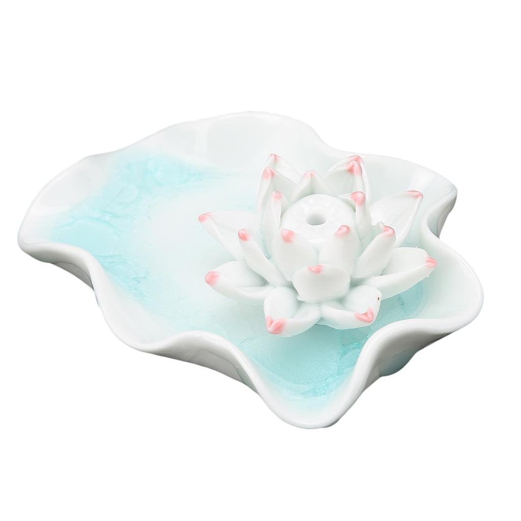 Incense Stick Holder Ceramic Flower Shape Home Decoration Incense Burner Catcher Tray White