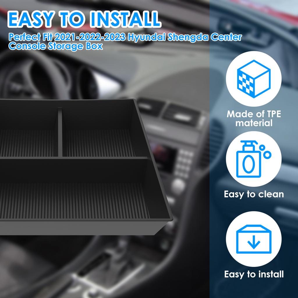 Lower Center Console Organizer Compatible for 2025 2025 2025 Car Non Slip Car Lower Center Console Storage Box Tray TPE Black