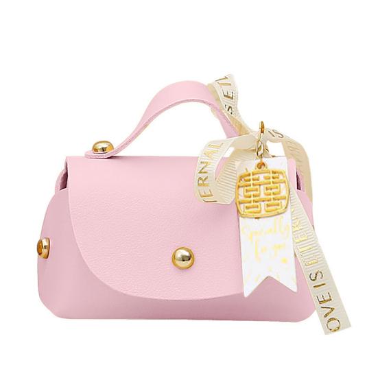Packaging Box Ribbon Bow Handle Design Handbag Shape Faux Leather Wedding Favors Gift  Candy Bag Household Accessories