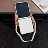 For Samsung Galaxy Z Flip 8 Case Luxury PU Leather Skin with Lanyard Protective Back Cover Case for Z Flip 8 Phone Shell