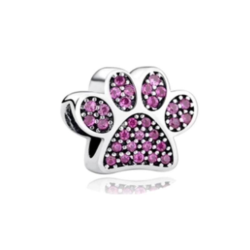 Pet Dog Cat Charm Schnauzer French Bulldog Claw Beads Suitable for 925 Silver Women's Jewelry