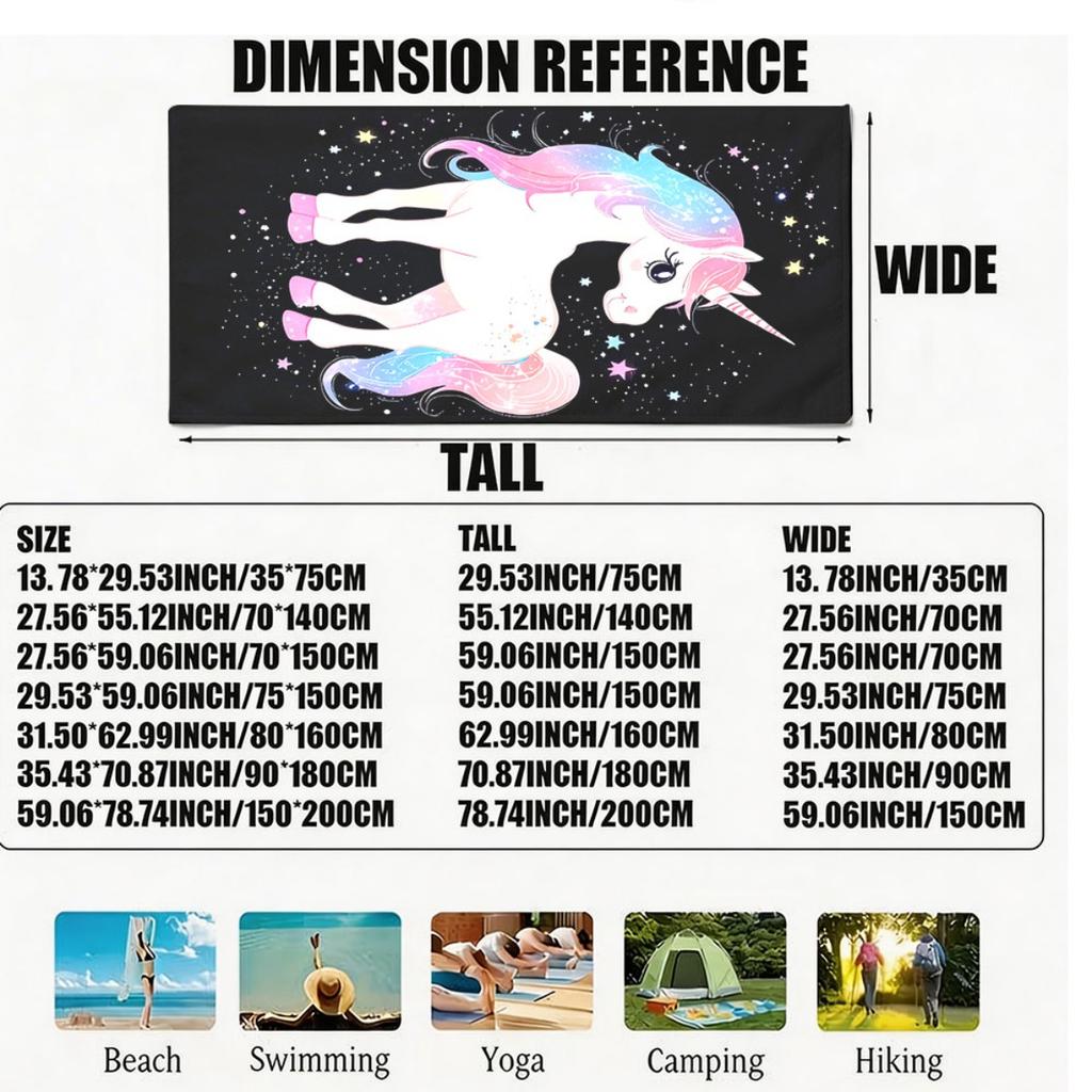 Dreamy Starry Sky Unicorn Theme Polyester Microfiber Beach Towel Is Highly Absorbent, Suitable For Swimming And Beach Outings