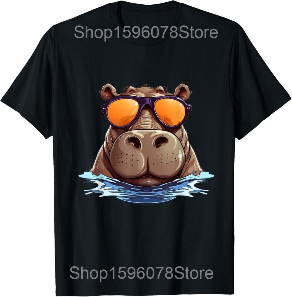 I Want A Hippopotamus for Christmas Funny Math Teacher Hippo T Shirts Streetwear Tee Shirt Short Sleeve Unisex Loose Clothing