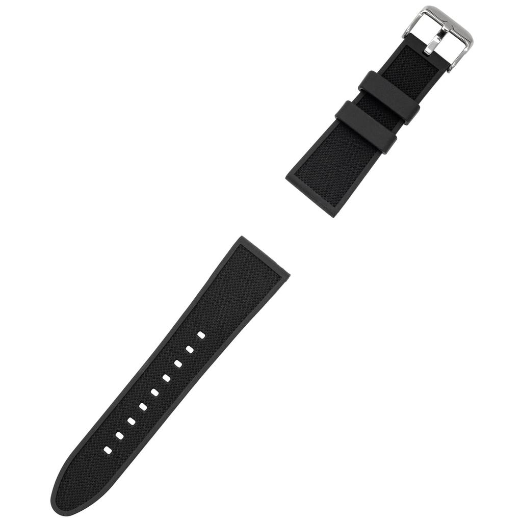 [Crefer] Watch Strap 24mm Silicone Resin Strap Easy To Use with Tools Black SI-14