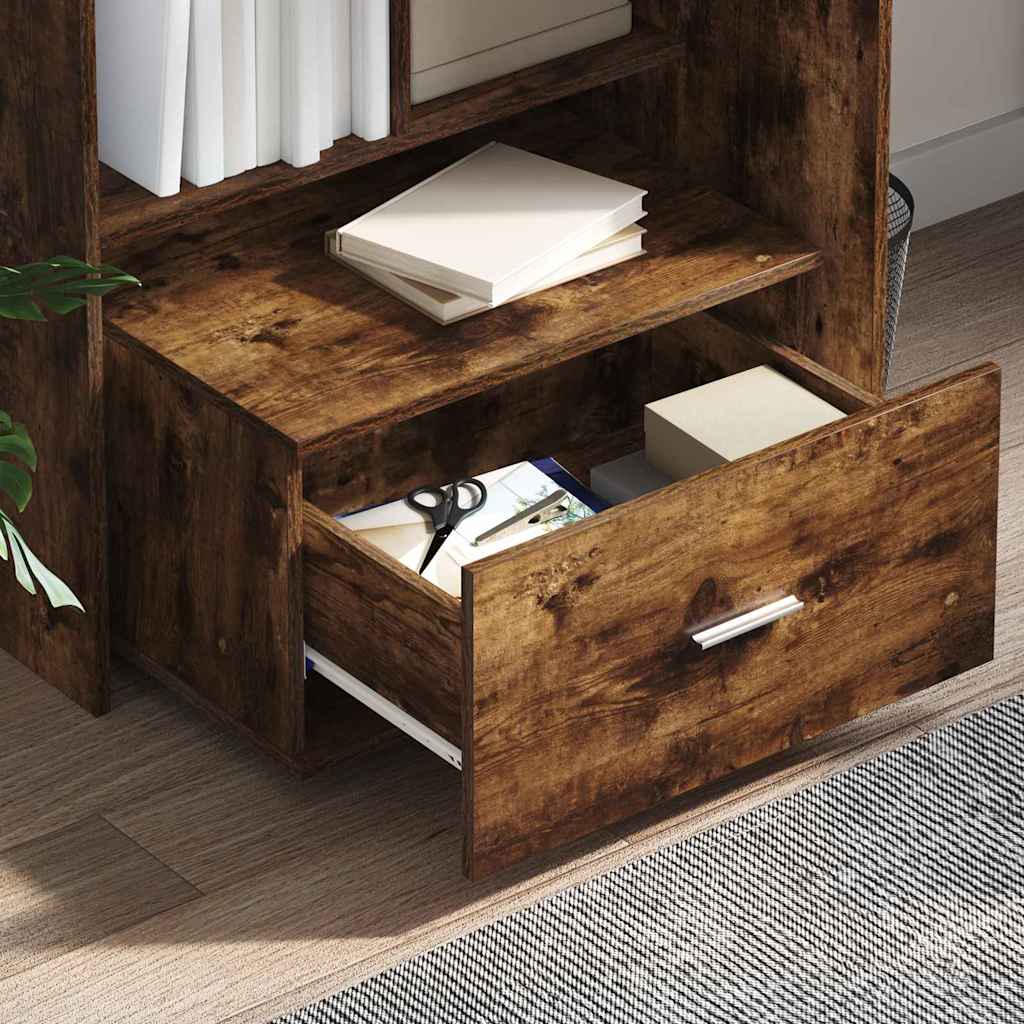 Drawer Cabinet with Wheels Smoked Oak 55 x 45 x 31 cm