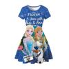 Children'S Skirt Princess Dress 2D Digital Printing Short Sleeve Girls Dress