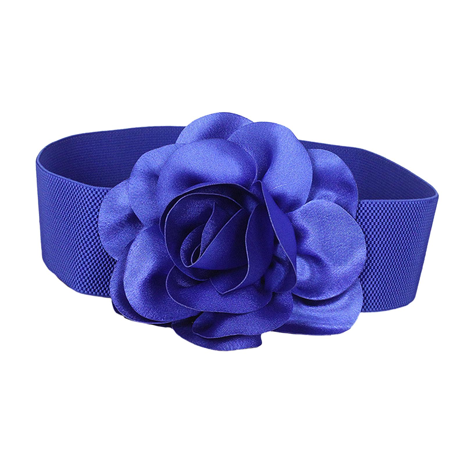 

Women s Wide Belt Stretch Thick Waist Belt Dress Belts Large Flower Cinch Belts синій