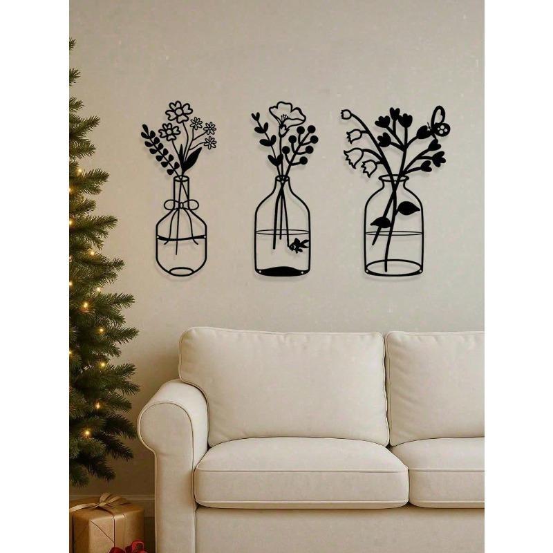 Vintage Blumen Metall Wandkunst Set aus 3 Botanischer Garten Heimdeko für Wohnzimmer Schlafzimmer Büro Rustikales Bauernhaus Boho Stil