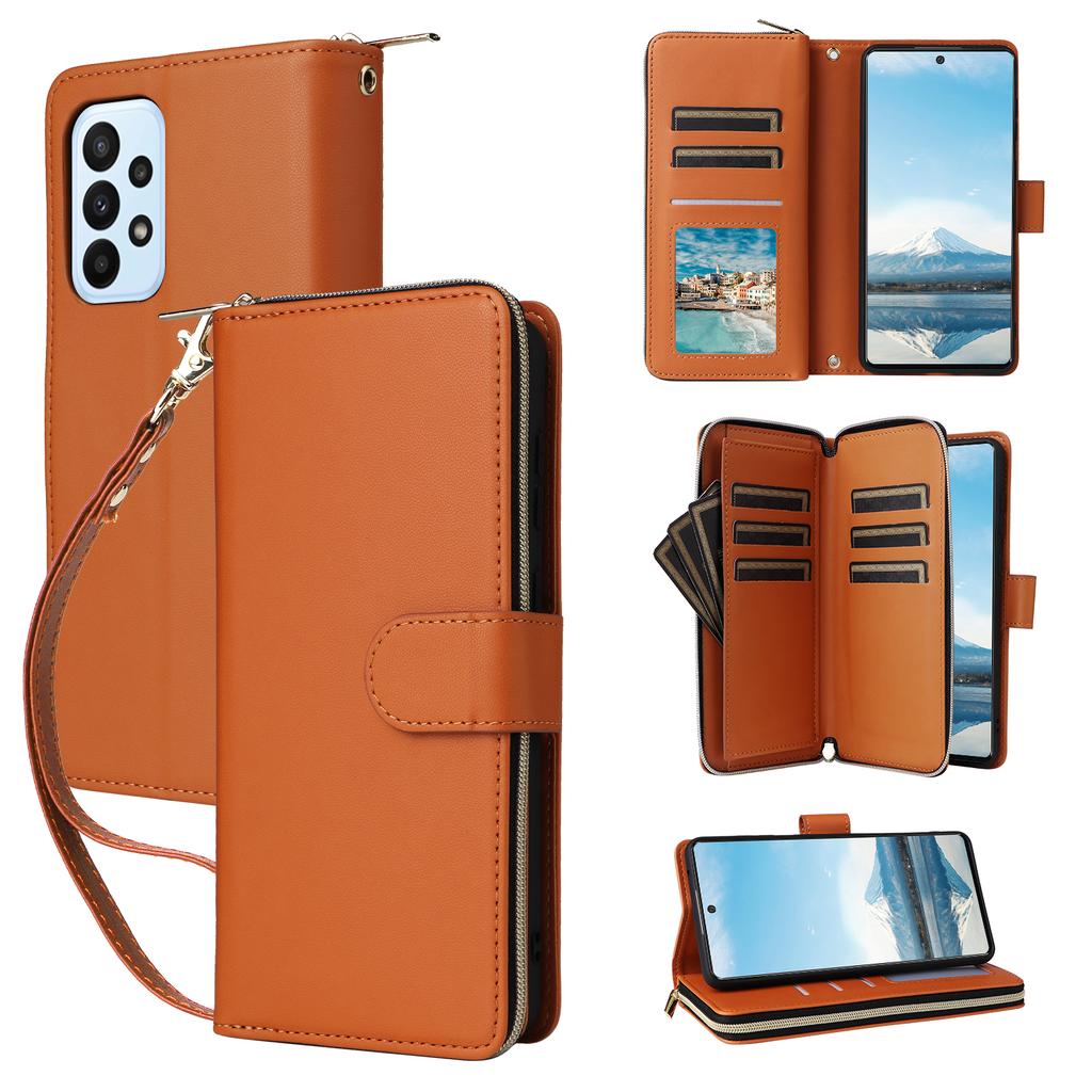 R20 Für Samsung Galaxy A23 4G/A23 5G (Globale Version) Lederhülle Reißverschlusstasche Ständer