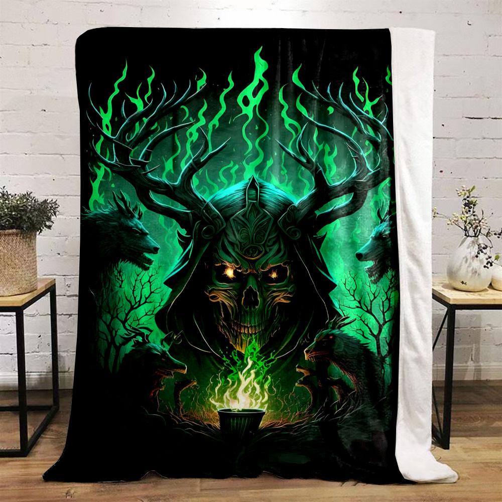 Skull Antler Wolf Gothic Blanket bedroom Blanket for Livingroom Couch lunch break Soft throw for Friend's festival Gift