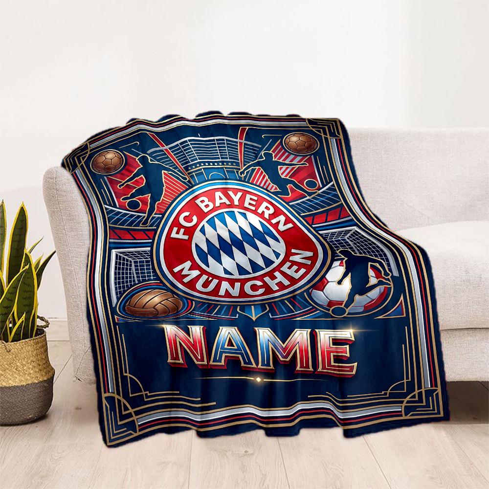 Bayern Munich Celebration Personalized Text Blanket Gift Customizable Blanket Warmthful Decor for Home Decor Office Nap Bedding for All Occasions