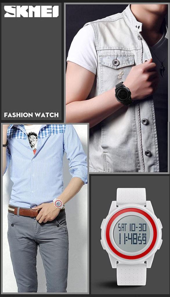 SKMEI Sports Digital Watch Time Daily Enhanced Japanese Instruction Manual Double Time Countdown [GAWZ JAPAN] Ultra-thin [5 Colors] Set, Waterproof,