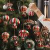 12pcs Christmas Tree 2D Wooden Hanging Decoration Set with Mobile Santa Claus and Hot Air Balloon-Xmas Perfect Holiday Gift Deco