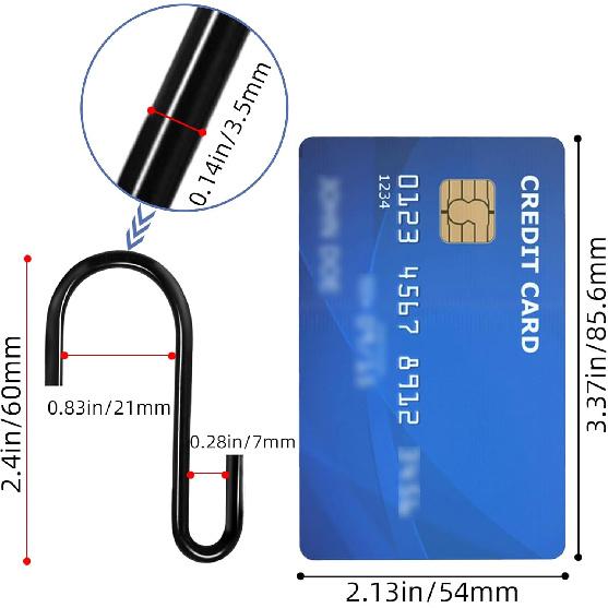 30 Pcs 2.4 Inch(60MM) Heavy Duty S-Shaped Hooks - Black S Hooks for Hanging, Wall, Curtain, Siding, Pot, Shower, Kitchen, Plants, Towels