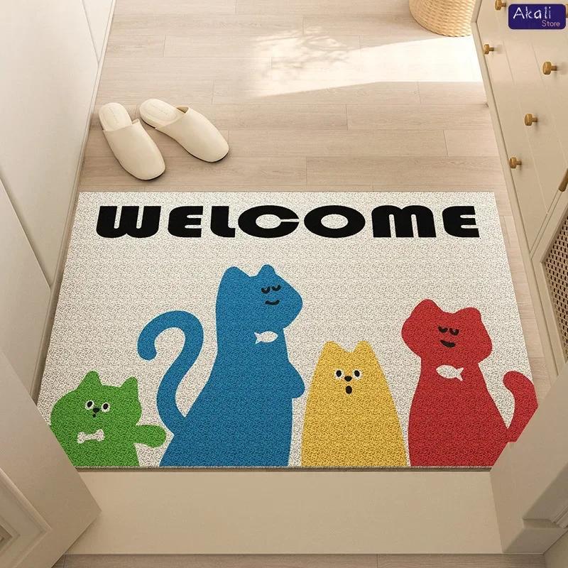 New High Quality Cartoon Entry Floor Mat Pvc Silk Circle Floor Mat Outdoor Welcome Mat Non-slip Home Decoration Carpet