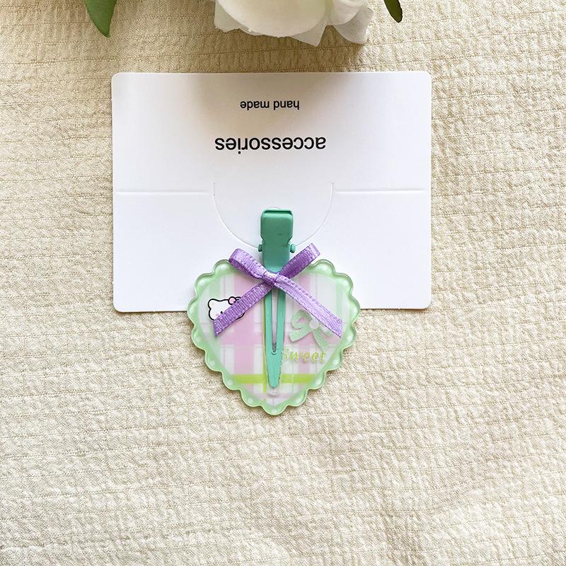 Cute Girl Wavy Edge Heart-shaped Bow Hair Clip Forehead Bangs Side Hair Clip Hair Accessory