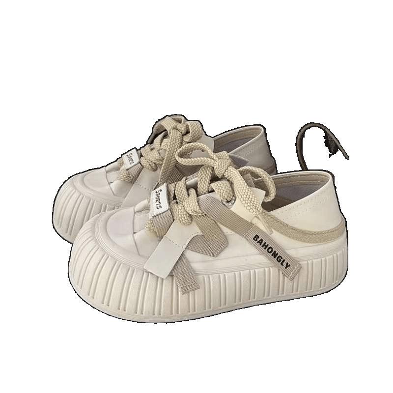 Korean version of autumn little white shoes women's new comfortable biscuits platform bread women's shoes casual versatile big head shoes trendy brand