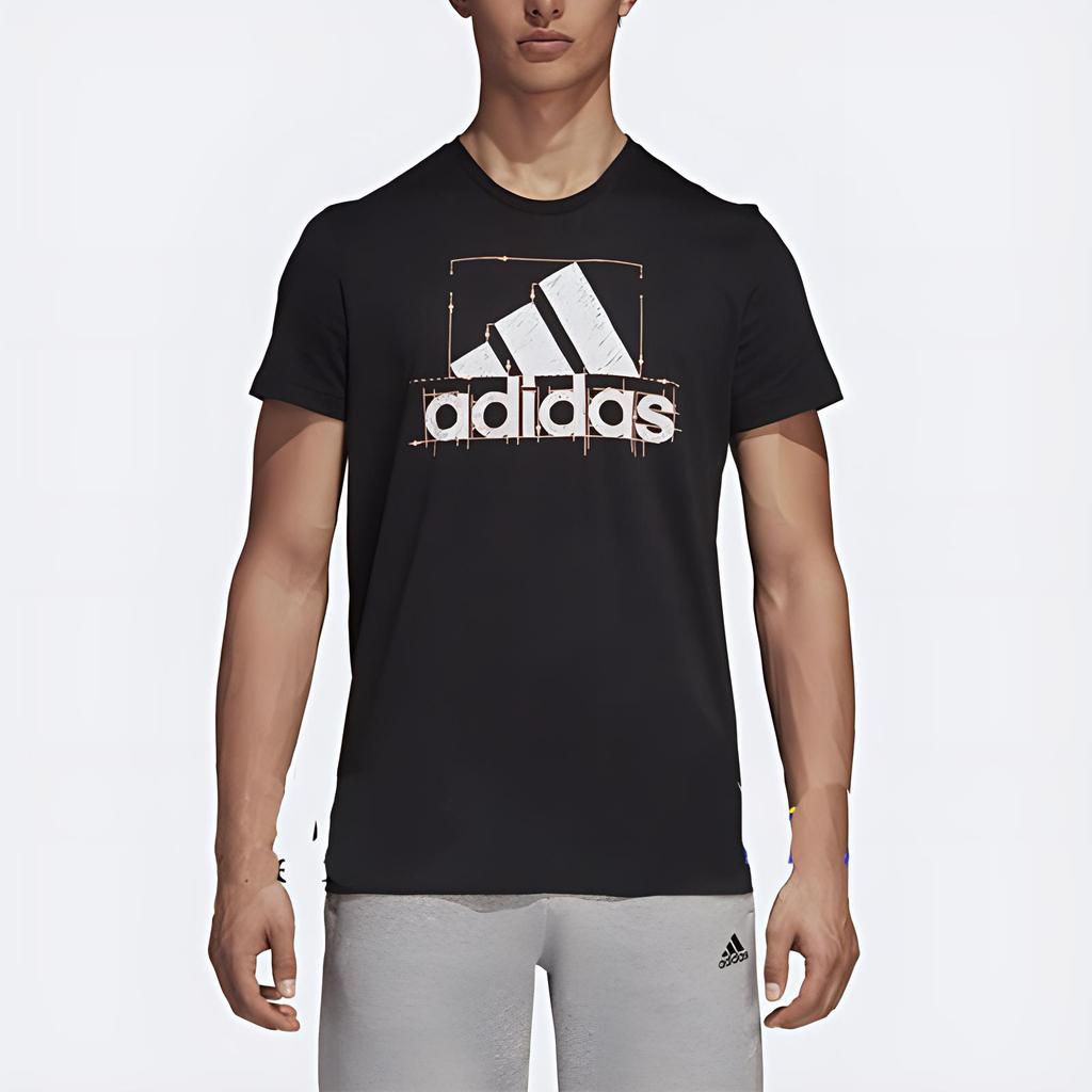 Adidas Big Logo Casual Sports Short Sleeve T-Shirt Men Tops Grey DI0291