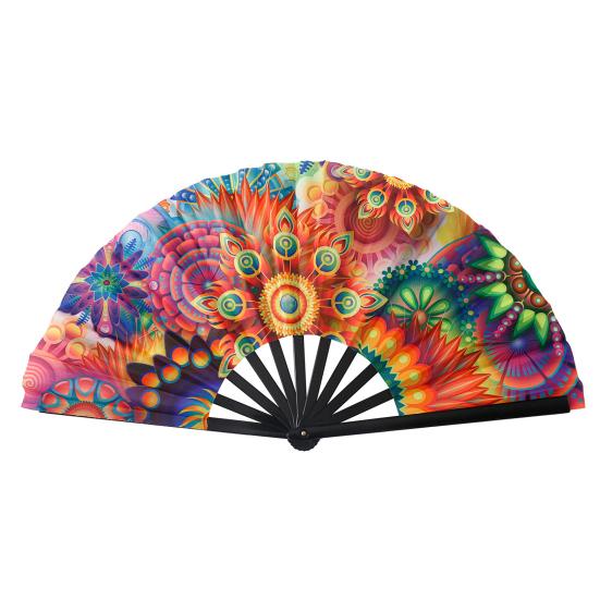 Kungfu Fan Foldable Portable 13-Inch Handheld Bamboo Fan with Fluorescent Glow Ink Lightweight Cooling Accessory