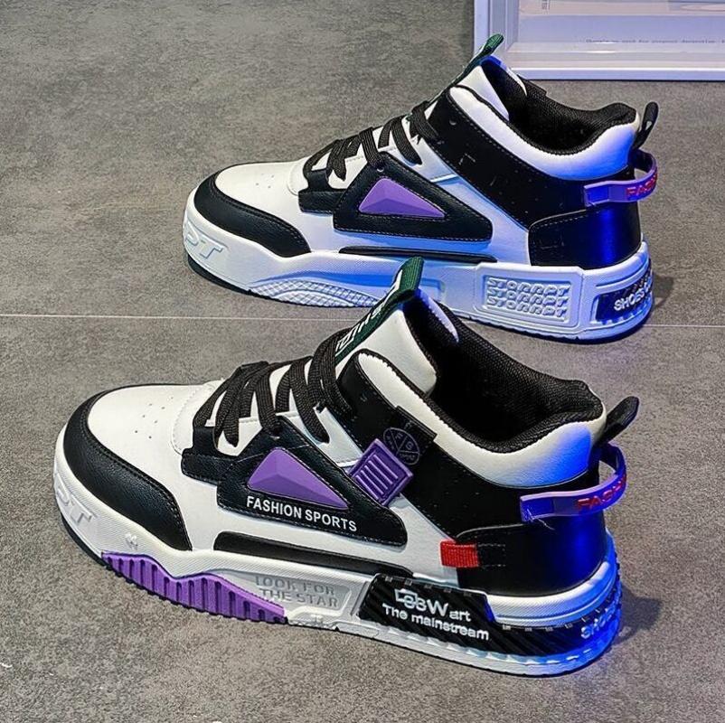 Men'S New Breathable High Top Shoes, Men'S Trendy And Versatile White Shoes, Thick Soled Sports Shoes, Casual Board Shoes